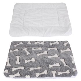 Dog Bed Mat Comfortable Flannel Dog Crate Pad Reversible Cushion Carpet Machine Washable Pet Bed Liner with Bone Patterns Dual-Side Usage for M/L/XL D (Option:: Grey_XL)