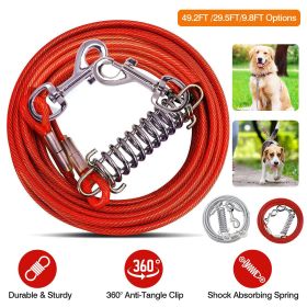29.5FT Dog Tie Out Cable Long Dog Leash Chew Proof Lead Dog Chain with Durable Spring 360° Rotatable Clips PVC Case for Outside Yard Caming (Option:: Red_9M)