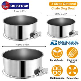 Stainless Steel Dog Bowl Pets Hanging Food Bowl Detachable Pet Cage Food Water Bowl with Clamp Holder (Option:: L)
