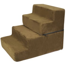 Dog Stairs Pet Step For Bed Couch Sofa Car 4 Steps Soft Foam Detachable Dogs Cats Climb Ladder (Option:: Beige)