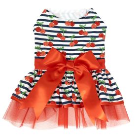 Cherry Stripe Harness Dress with Matching Leash (Extra Large:: small)