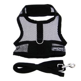Cool Mesh Dog Harness with Leash (yellow: Solid Black, Extra Large:: small)