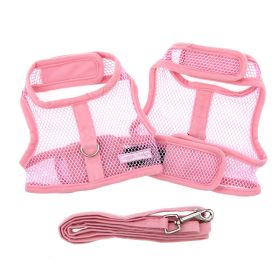 Cool Mesh Dog Harness with Leash (yellow: Solid Pink, Extra Large:: small)