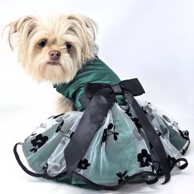 Green and Black Satin Dog Dress (Extra Large:: small)