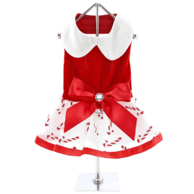 Holiday Dog Harness Dress (yellow: Candy Canes, Extra Large:: small)