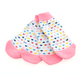Non-Skid Dog Socks (yellow: Pink and White Hearts, Extra Large:: X-Small)