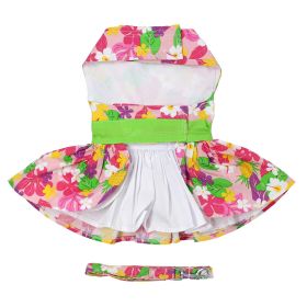 Pink Hawaiian Floral Dog Harness Dress with Matching Leash (Extra Large:: X-Small)