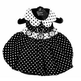 Polka Dot Dog Dress (yellow: Black and White, Extra Large:: X-Small)