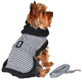Black and White Classic Houndstooth Dog Harness Coat with Leash (Extra Large:: medium)