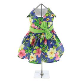 Blue Lagoon Hawaiian Hibiscus Dog Dress with Matching Leash (Extra Large:: medium)