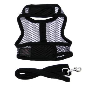 Cool Mesh Dog Harness with Leash (yellow: Solid Black, Extra Large:: medium)