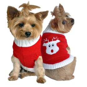 Combed Cotton Red Rudolph Holiday Dog Sweater (Extra Large: yellow: Purple, Extra Large:: XL: small)