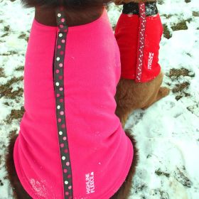 Highline Fleece Dog Coat (yellow: Pink and Brown with Polka Dots, Extra Large:: Size 12)