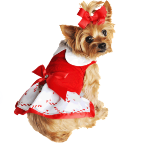 Holiday Dog Harness Dress (yellow: Candy Canes, Extra Large:: medium)