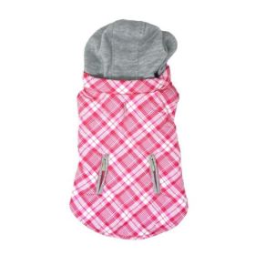 Weekender Dog Sweatshirt Hoodie (yellow: Pink & White Plaid, Extra Large:: medium)