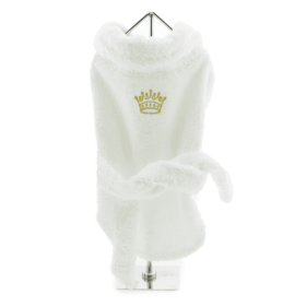 White Gold Crown Cotton Dog Bathrobe by Doggie Design (Extra Large:: medium)