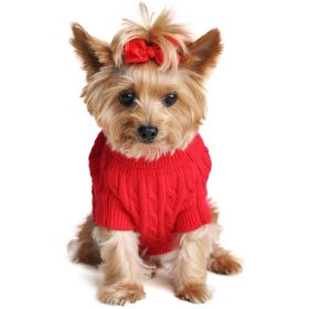 Combed Cotton Cable Knit Dog Sweater (yellow: Purple, Extra Large:: XL: Fiery Red, Extra Large: yellow: Purple, Extra Large:: XL: X-Large)