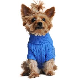 Combed Cotton Cable Knit Dog Sweater (yellow: Riverside Blue, Extra Large:: X-Large)