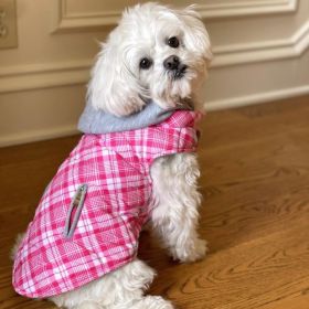 Weekender Dog Sweatshirt Hoodie (yellow: Pink & White Plaid, Extra Large:: X-Large)