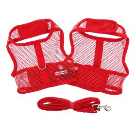 Cool Mesh Dog Harness with Leash (yellow: Solid Red, Extra Large:: large)