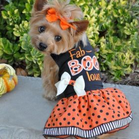 Halloween Dog Harness Dress (yellow: Fab-BOO-lous, Extra Large:: large)