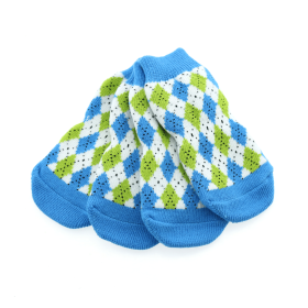 Non-Skid Dog Socks (yellow: Blue and Green Argyle, Extra Large:: large)