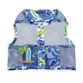 Cool Mesh Dog Harness with Leash (yellow: Surfboard Blue and Green / Ocean Blue and Palms, Extra Large:: large)
